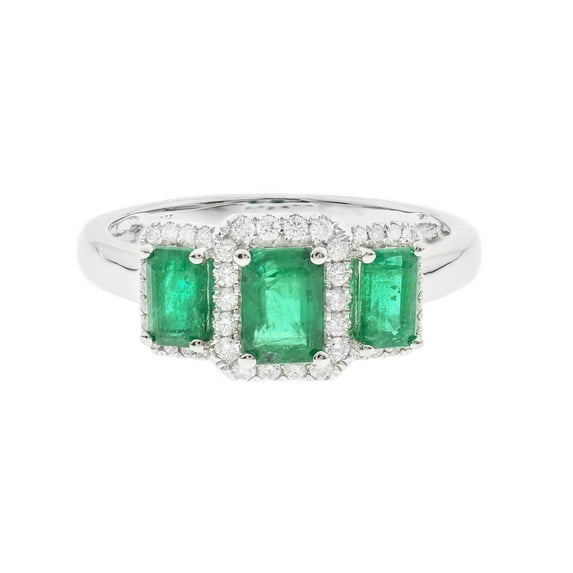 Gin & Grace 10KT WG natural Emerald and diamond accent Ring