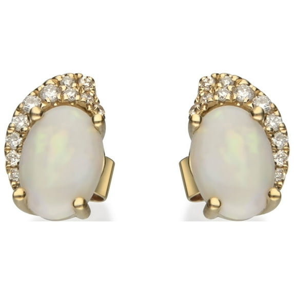 Gin & Grace 10KT YG Australian Opal and diamond accent Earring