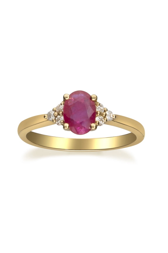 10KT YG Genuine Ruby and Diamond accent Ring