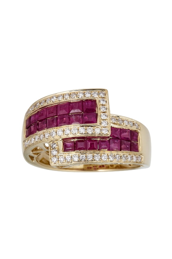 Gin & Grace 10KT YG Genuine Ruby and diamond accent Ring
