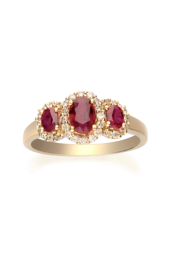 Gin & Grace 10KT YG Genuine Ruby and diamond accent Ring