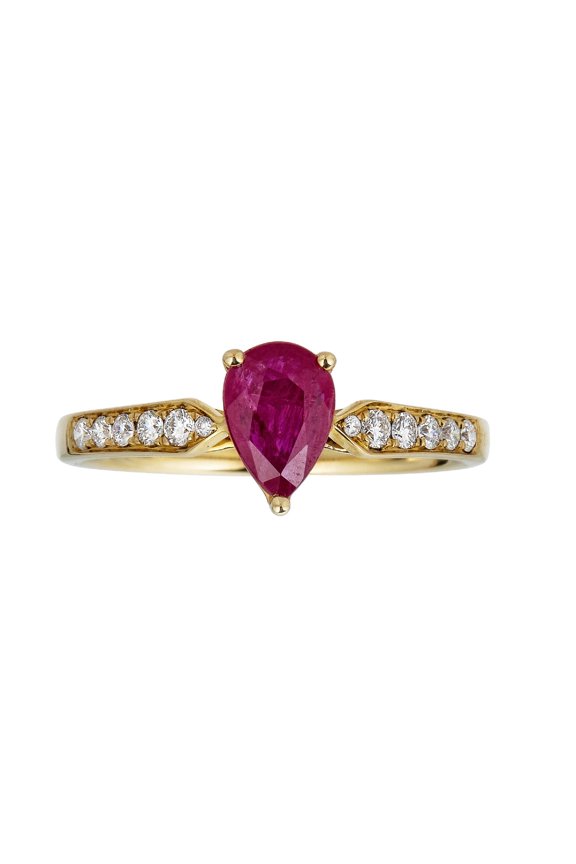 Gin & Grace 10KT YG Genuine Ruby and diamond accent Ring