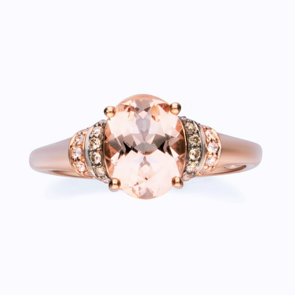 Gin & Grace 10k Rose Gold Genuine Oval-cut Morganite and Diamond Ring