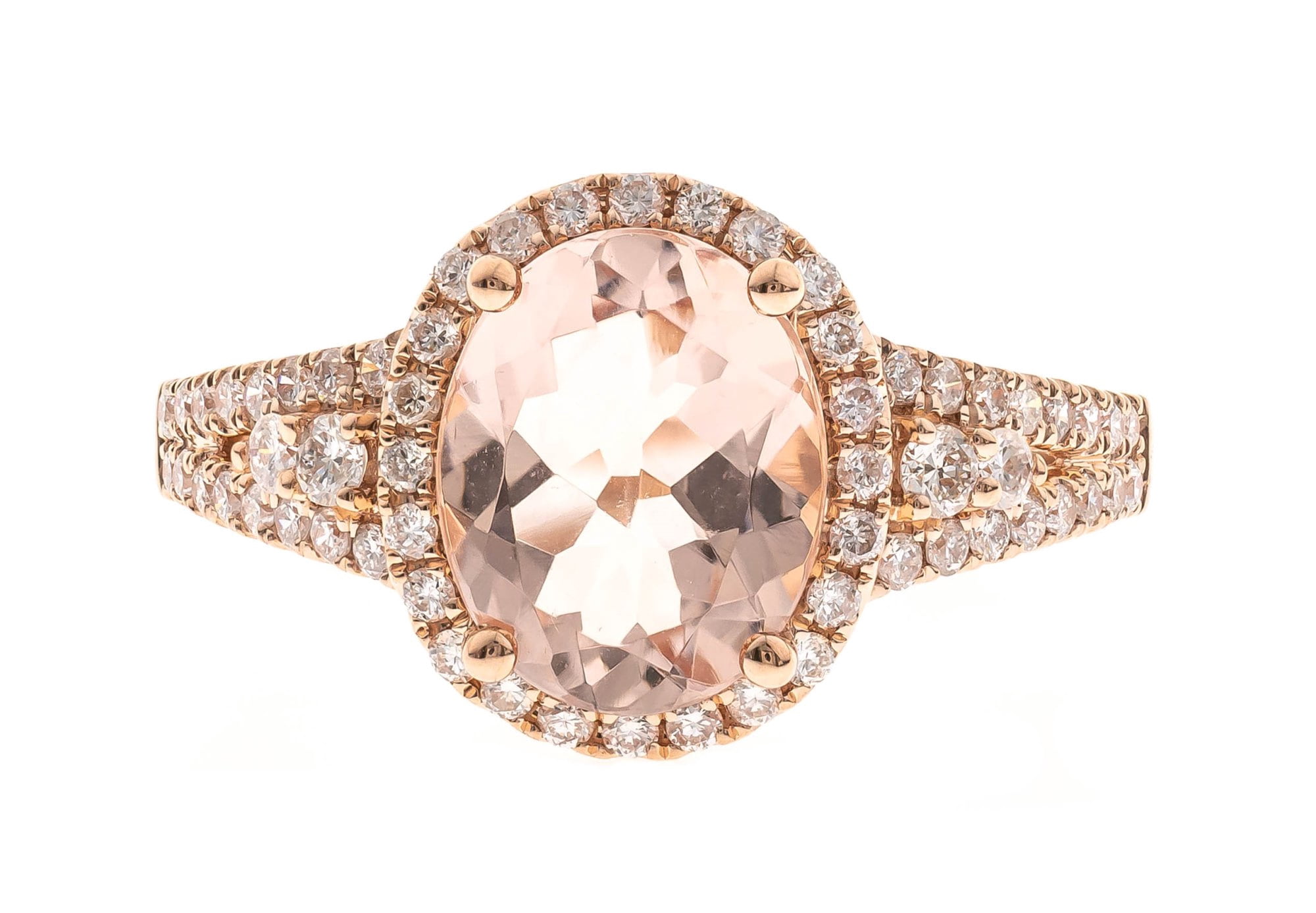 Gin & Grace 14KT RG Genuine Morganite and Diamond Accent Ring ...