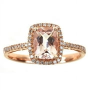 PURPLE STORE Gin & Grace 14KT RG Genuine Morganite and Diamond Accent Ring.