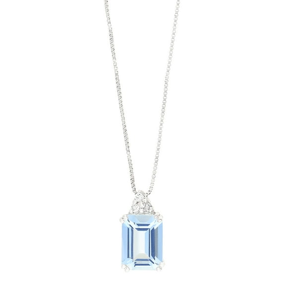 Gin & Grace 14KT WG Aquamarine and Diamond Accent Pendant.