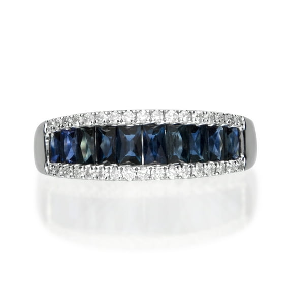 Gin & Grace 14KT WG Genuine Blue Sapphire and Diamond Accent Ring.