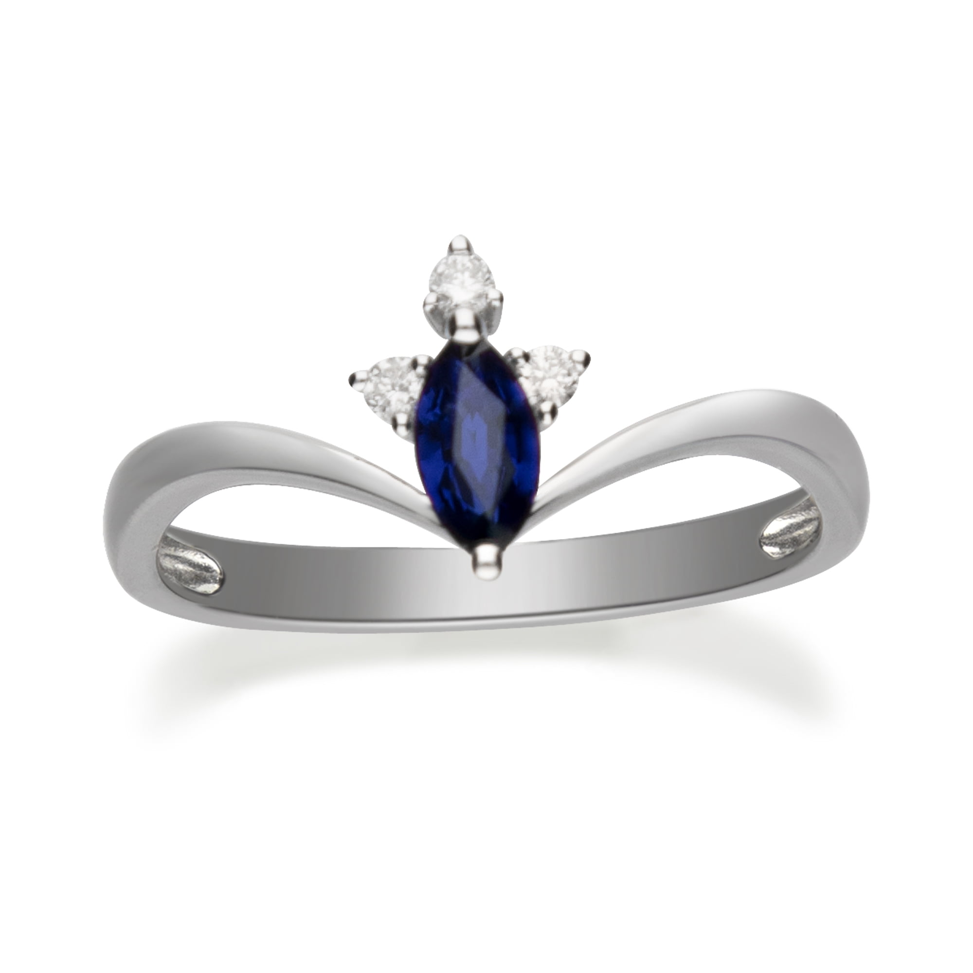 0.48 Carat Genuine Blue Sapphire And White Diamond 10K Yellow Gold Ring |  QR34295BSAPHWD-10KY | QuintessenceJewelry