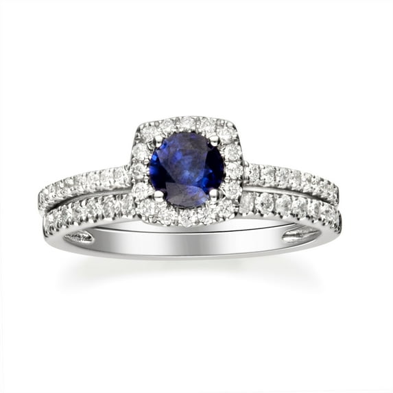 Gin & Grace 14KT WG Natural Blue Sapphire and Diamond Accent Ring.