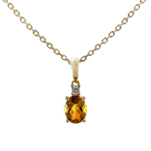 Gin & Grace 14KT YG Citrine and Diamond Accent Pendant.