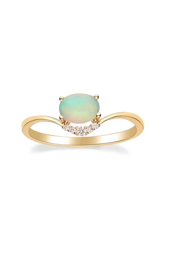 Gin & Grace 14KT YG Natural Ethiopian Opal and Diamond Ring.