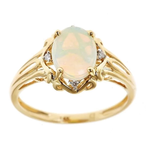 Gin & Grace 14KT YG Opal and diamond Ring