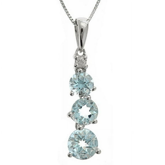 Gin & Grace925 Sterling Silver Aquamarine and Diamond Pendant.