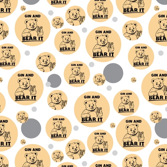 Gin Grin and Bear It Funny Humor Premium Gift Wrap Wrapping Paper Roll