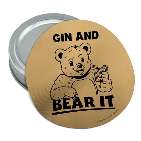 Gin Grin and Bear It Funny Humor Round Rubber Non-Slip Jar Gripper Lid Opener