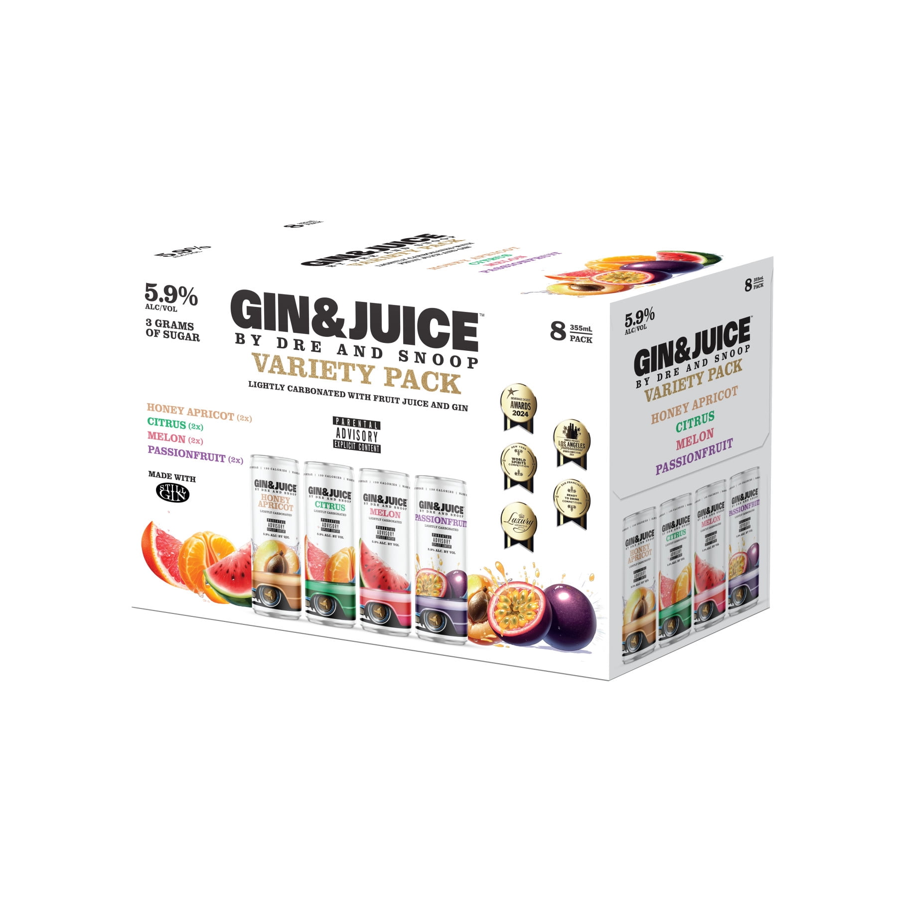 Gin & Juice by Dre and Snoop Cocktail, 8 Pack 355 ml Cans, 6% ABV