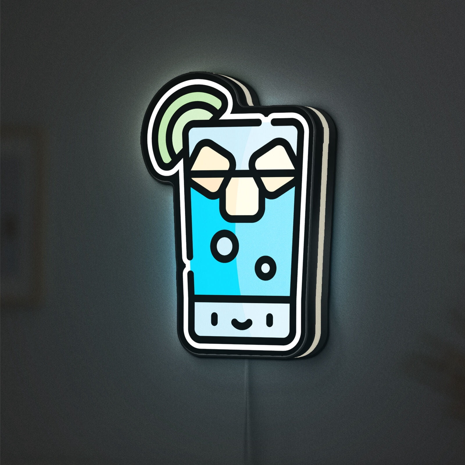 Gin Tonic Glass 3D Novelty Light Box, Cocktail Lamp Decor for Mixology Enthusiasts, Drink and Bar Display (Width 20 inch, 50cm)