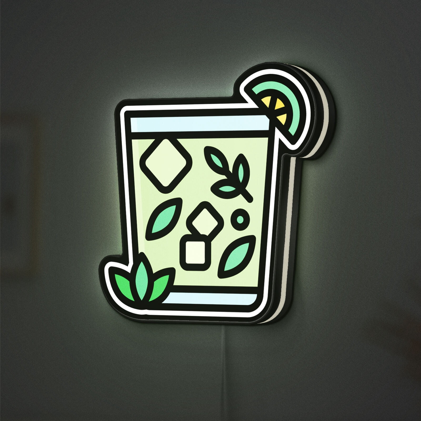 Gin Tonic Glass 3D Novelty Light Box, Italian Cocktail Lamp Decor for Bar Counters, Beverage Lovers and Alcoholic Drinks (Width 12 inch, 30cm)
