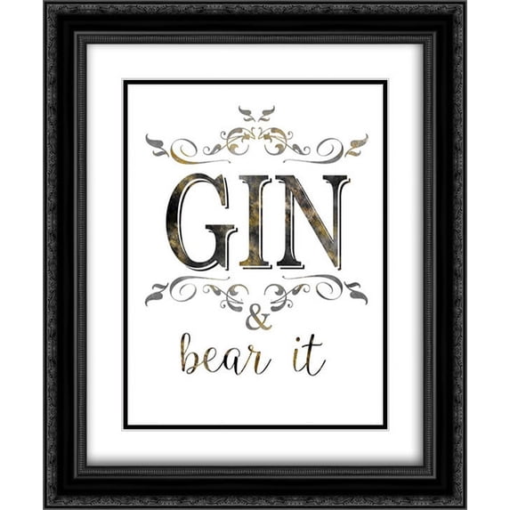 Gin and Bear It 2x Matted 20x24 Black Ornate Framed Art Print by Donovan, Kelly