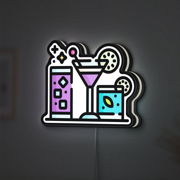 Gin and Tonic 3D Novelty Light Box, Modern Lounge Lighting for Home Bars and Beverage Walls (Height 16 inch, 40cm)