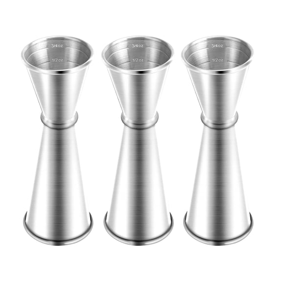 COREBAY 2-Piece Double-Headed Cocktail Measuring Cups, 1oz & 2oz Alcohol Measuring Cup, Ounce Measuring Cup for Alcohol, Drink Measuring Cup Alcohol, Silver with Scales.