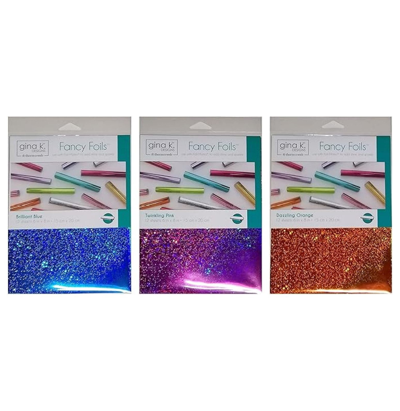 Gina K Deco Fancy - Transfer Sheets - 12 each of Spring 2018 colors Brilliant Blue, Twinkling Pink, and Dazzling Orange