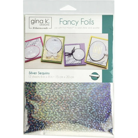 Gina K Designs Fancy Foil 6"X8" 12/Pkg Silver Sequins