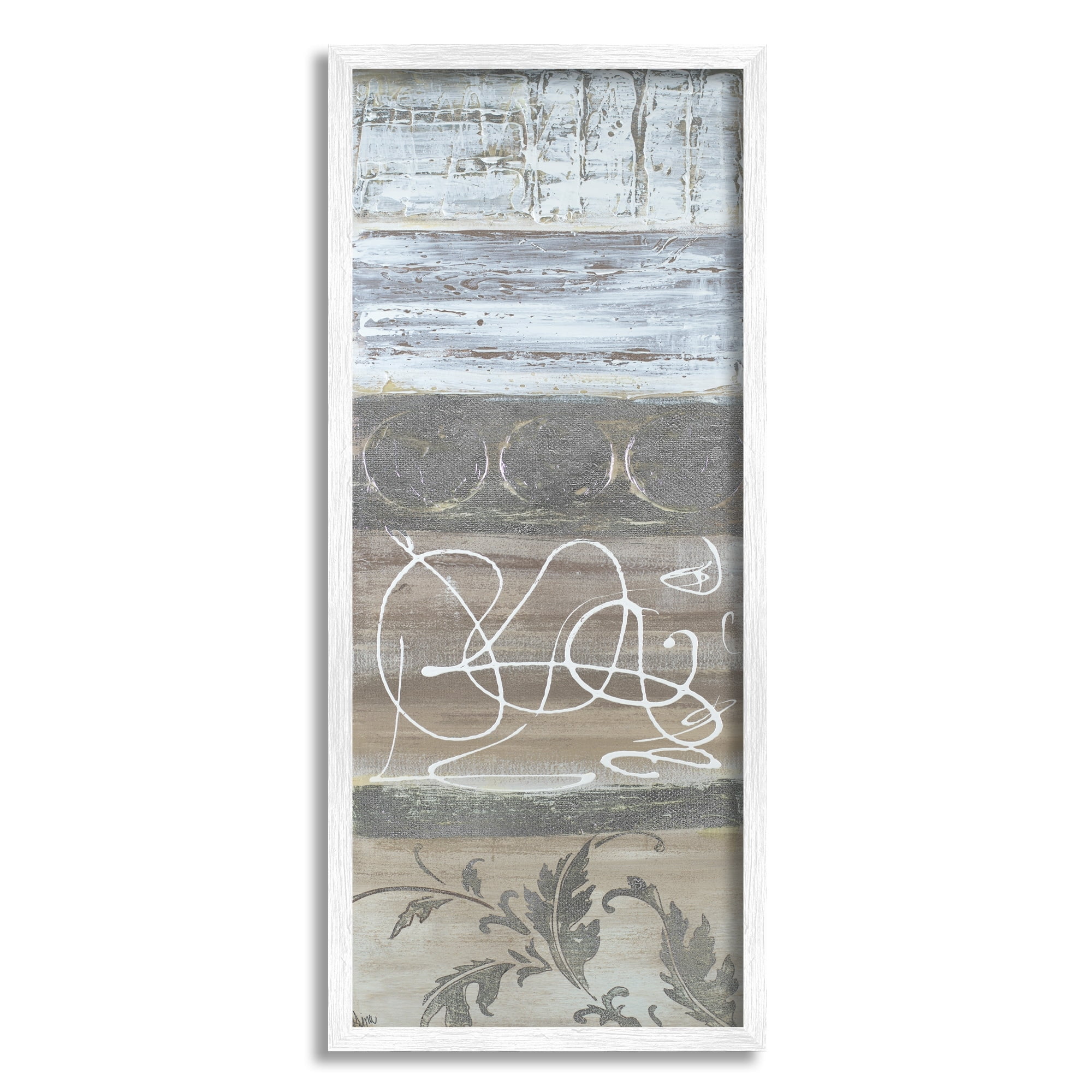 Gina Ritter Artistic Organic Sediment Pattern Abstract Line Floral Layers 10" x 24" Framed Painting Art Print, by Stupell Home Décor
