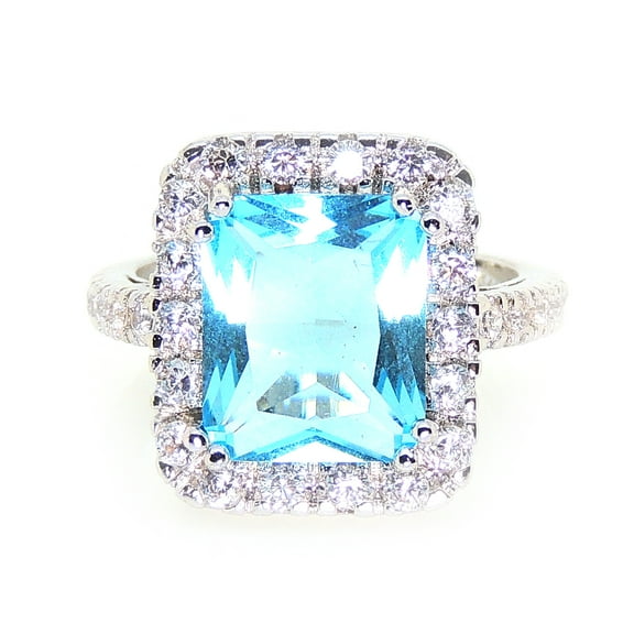 Gina Statement Ring Created Blue Topaz 6Ct Women Ginger Lyne Collection