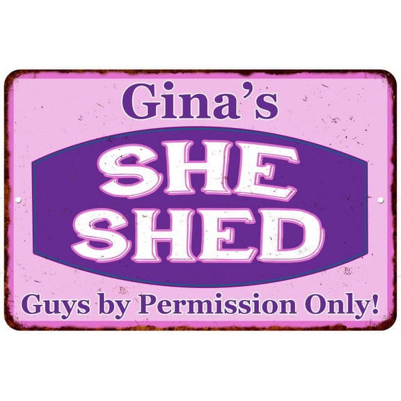 Gina's Purple & Pink SHE SHED Vintage Sign 8x12 Woman Wall Decor 108120040054