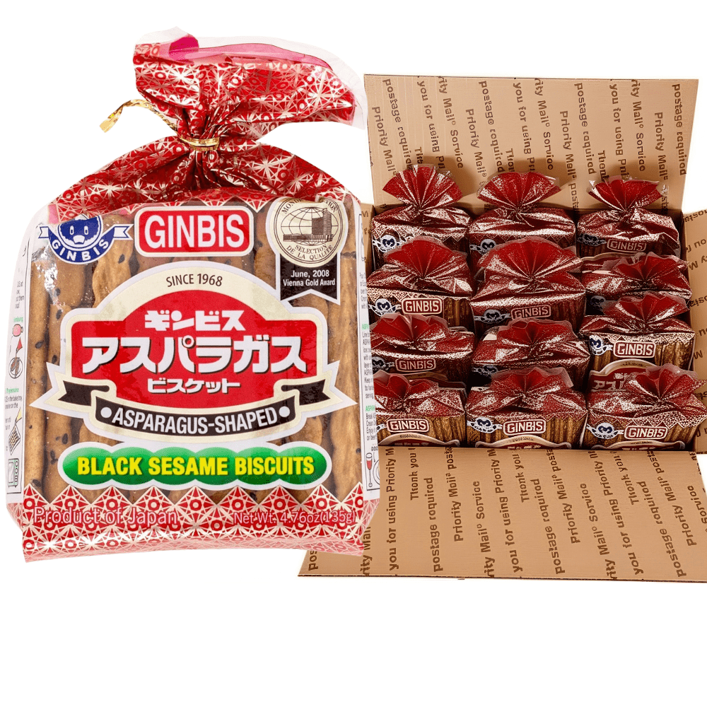 Ginbis Asparagus Shaped, Japan Black Sesame Biscuits 24 packs