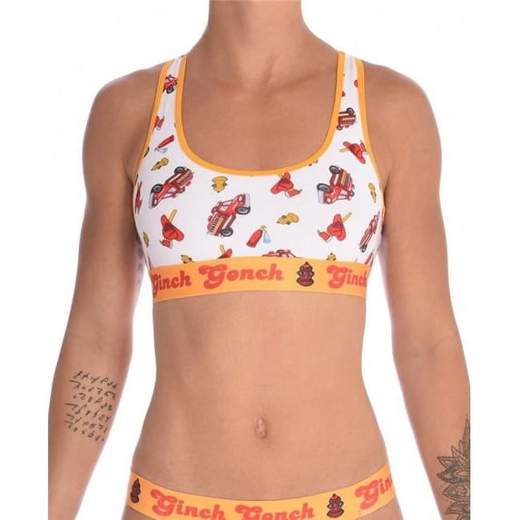 Ginch Gonch W711232-XL Womens Fire Fighters Sports Bra, White - Extra Large