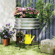 Gineuiia Round Galvanized Raised Garden Bed with Wheels, Metal Planters for Outdoor Plants, Easy Assembly, Metal Planter Box for Vegetables, Fruits, Flowers