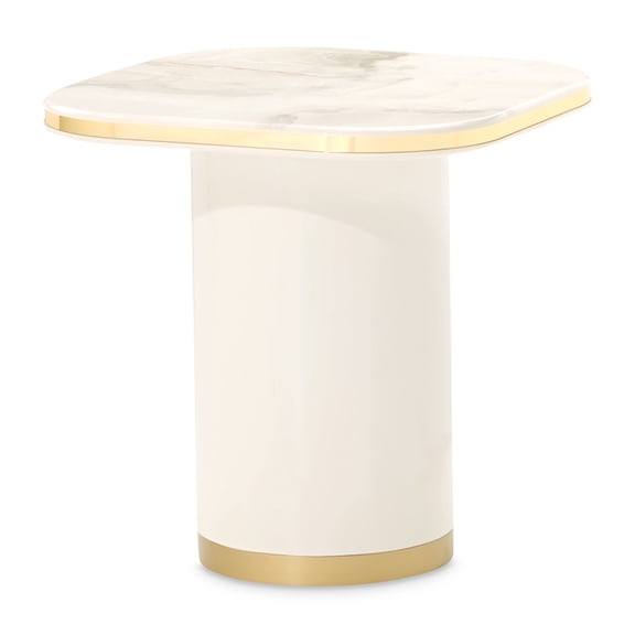 Gineverra Square End Table - Ivory/Gold