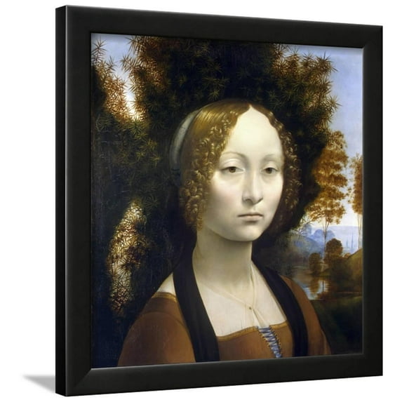 Ginevra De' Benci by Leonardo Da Vinci Framed Print Wall Art