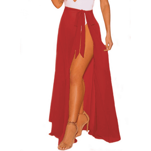 GingDin Women Beach Sarong Sheer Wrap Skirt Chiffon Swimsuit Cover Up