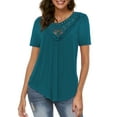 thumbnail image 1 of GingDin Women's Plus Size Summer Tops Short Sleeve Lace Pleated Blouses Tunic Tops m-4xl, 1 of 9