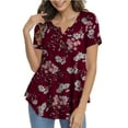 thumbnail image 1 of GingDin Women's Plus Size Tops Henley V Neck Button T Shirt Floral Casual Blouse m-4xl, 1 of 12