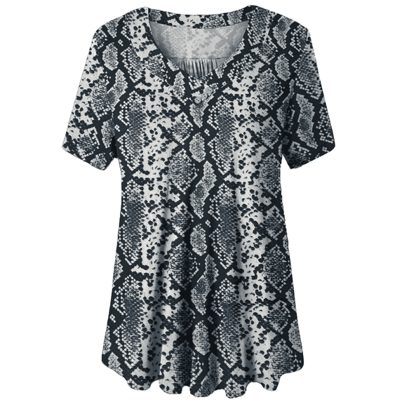 GingDin Women's Plus Size Tops Short Sleeve Blouses Flowy Summer Tunic Tops m-4x