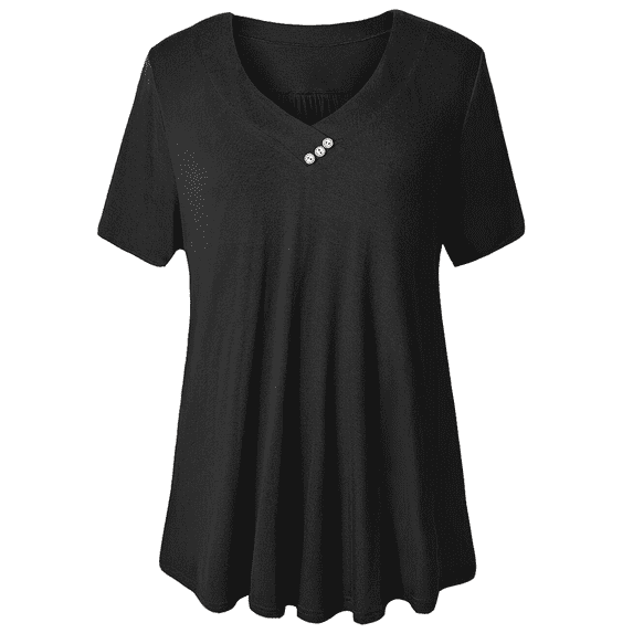 GingDin Women's Plus Size Tops Short Sleeve Blouses Flowy Summer Tunic Tops m-4x