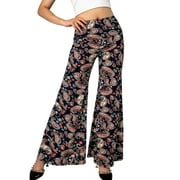 GingDin Womens Casual Wide Leg Pants Boho Paisley Printed Palazzo Pants