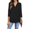 thumbnail image 1 of GingDin Womens Plus Size Shirts V Neck 3/4 Sleeve Shirts Business Casual Tops Loose Work Blouses, 1 of 7