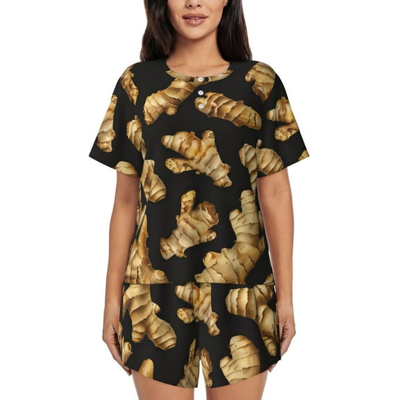 Ginger (1) Womens Pajamas Short Set Soft Short Sleeve Sleepwear Button Down Pjs Set with Pockets S XXL Small