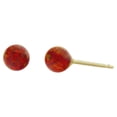 thumbnail image 1 of Ginger: 6mm Flame Red Synthetic Opal Ball Stud Post Earrings 14-20 Gold Filled, 1 of 2