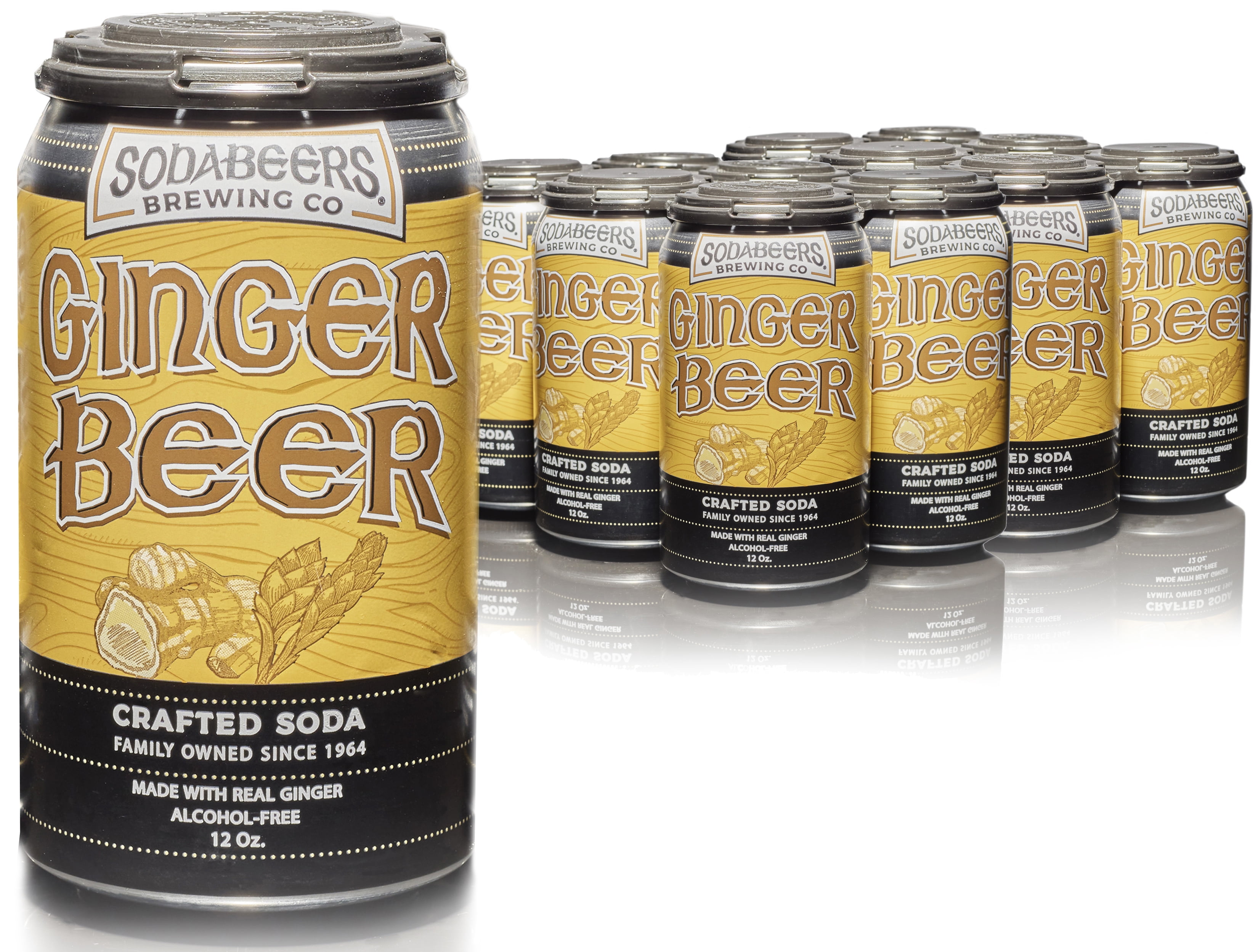 Ginger Beer | SodaBeers Brewing Co | Alcohol-Free, Gluten-Free Crafted Sodas Made With Natural Flavors and Real Sugar, Refreshing Fruit Beverages (12 Cans)