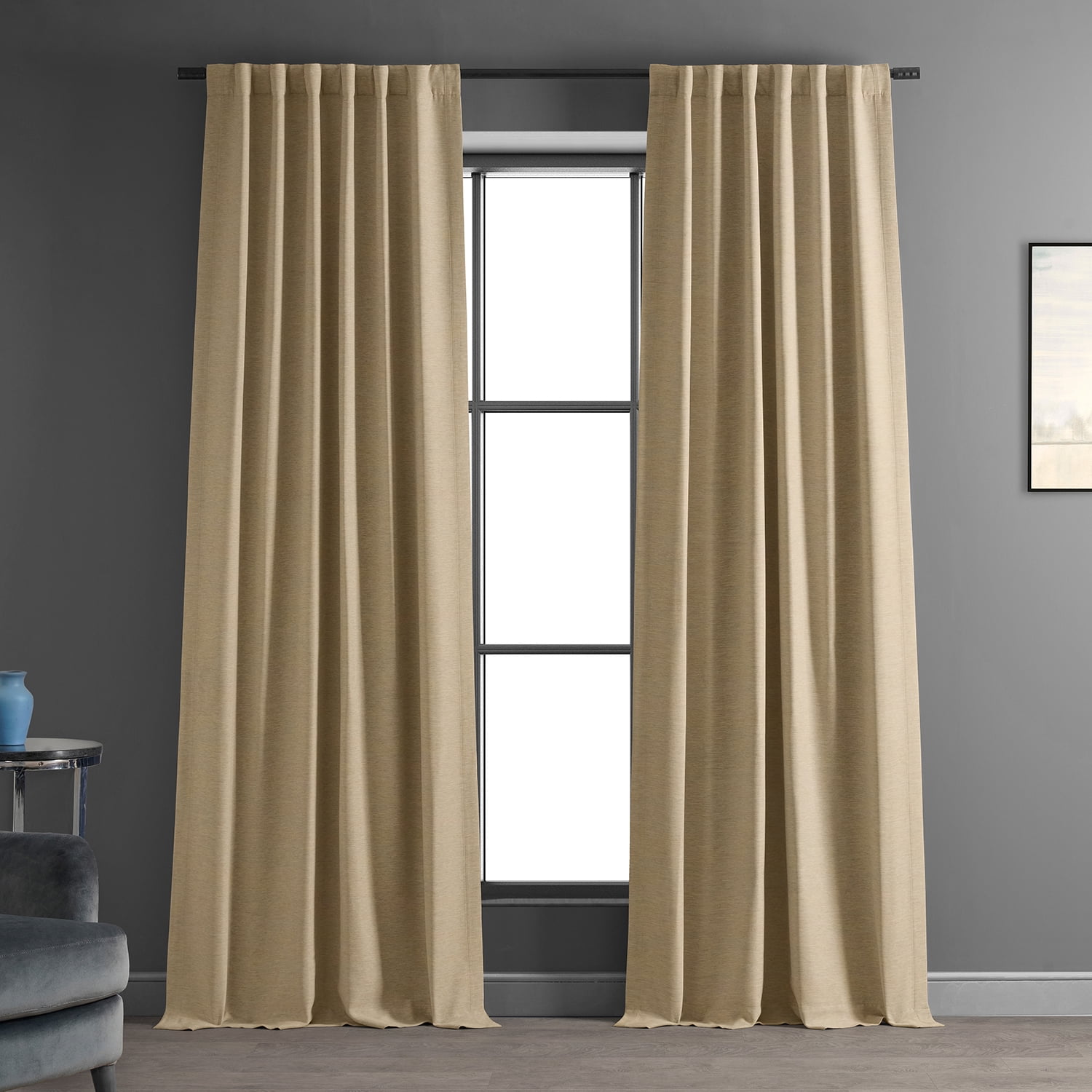 Ginger Polyester Blackout Curtain Panel with Rod Pocket