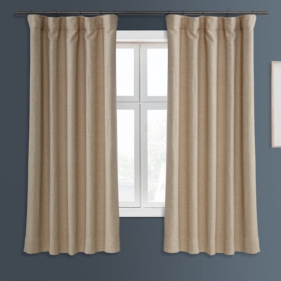 Half Price Drapes Ginger Bellino Textured Faux Linen Room Darkening Curtains For Bedroom & Living Room Curtains(1 Panel), 50W X 63L