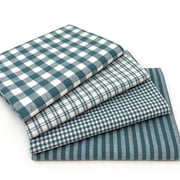 Mercy Blue Assorted Plaid Gingham Homespun Cotton Fabric Bundle - Set of 4 Fat Quarters by JCS
