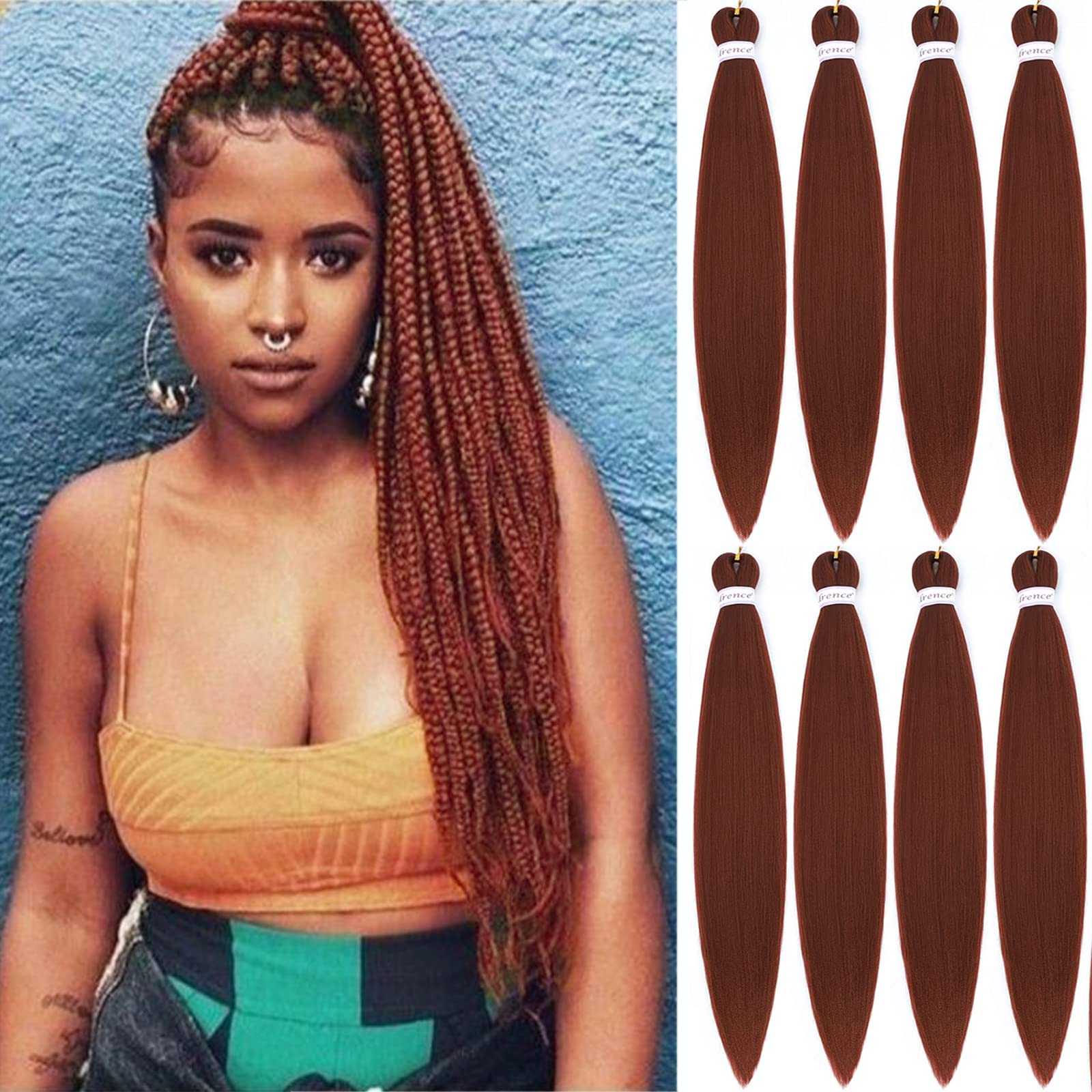 Ginger Braiding Hair 30 Inch 8 Packs Copper Hair Extensions