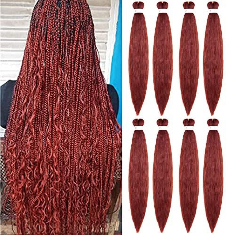 Ginger Braiding Hair Pre Stretched 8 Packs 36 Inch Long 350 Copper Red Braiding Hair Yaki